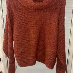 Pink Rose Terracotta (Rust) Cowl Neck Sweater- NWT - XS